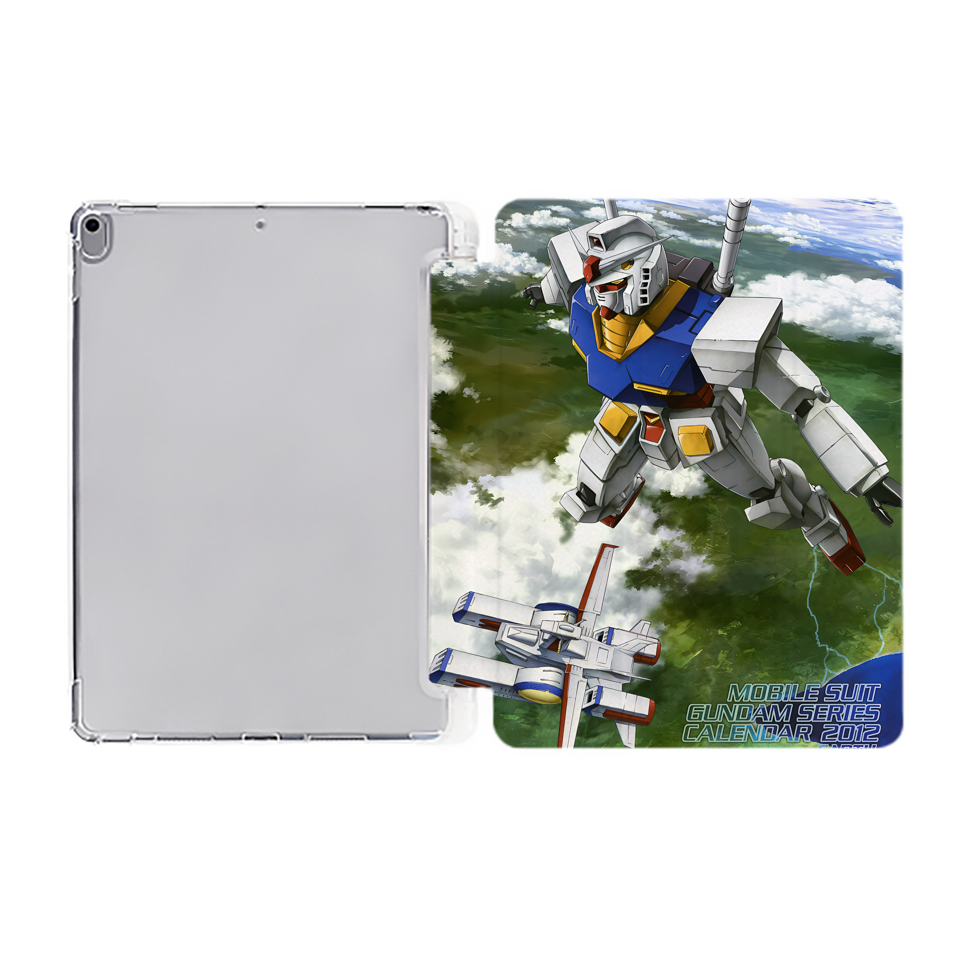 （画像用） 機動戦士ガンダム Mobile Suit Gundam IPad ケース ペン収納付き 三つ折りスタンド PUレザー×シリコン 対応機種9.5/10.5/10.9インチ
